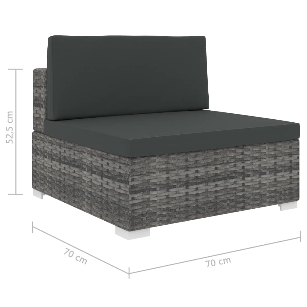 midtersæde til sofa 1 stk. med hynder polyrattan grå