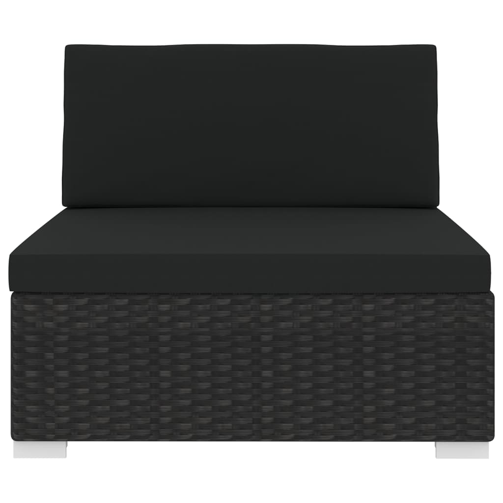 midtersæde til sofa 1 stk. med hynder polyrattan sort