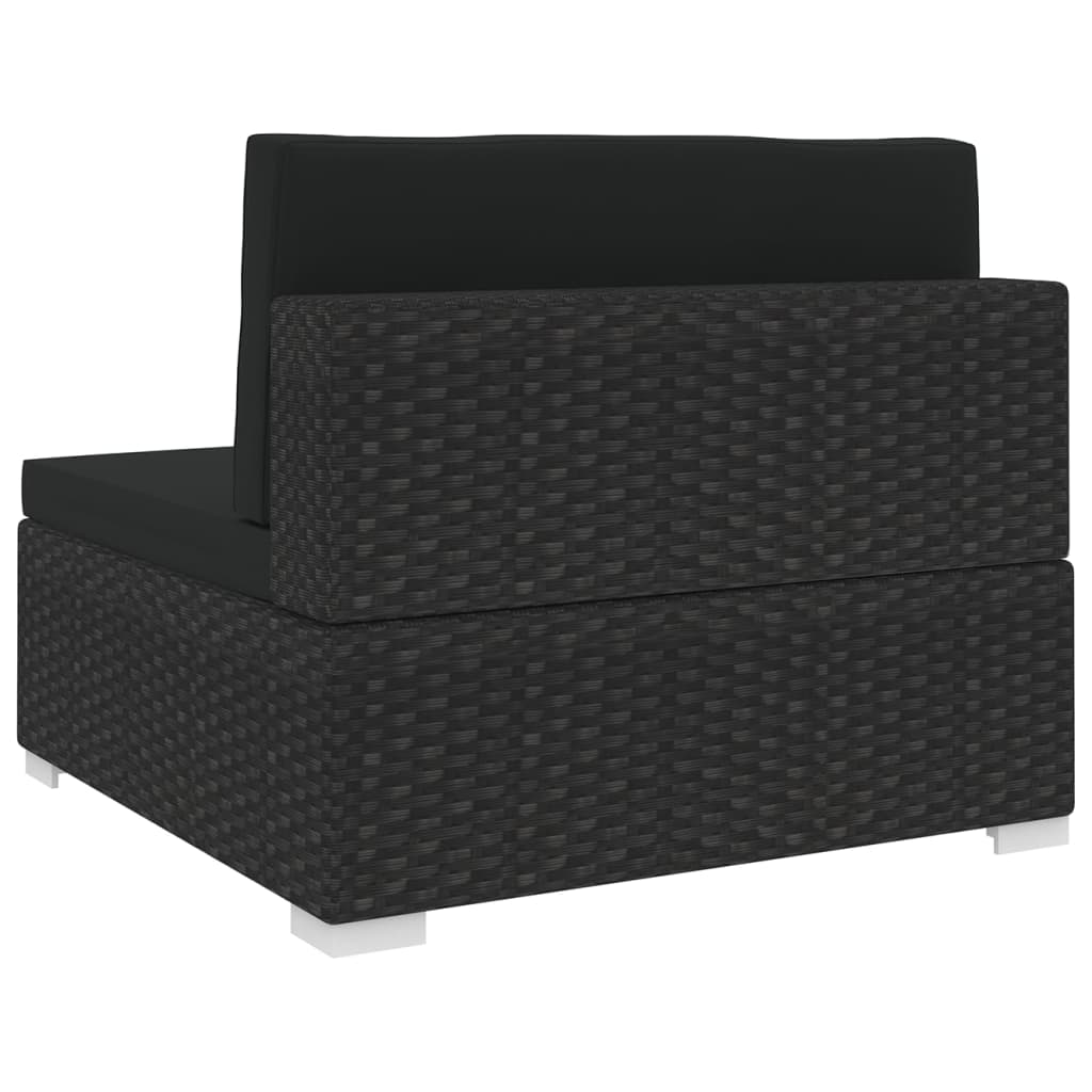 midtersæde til sofa 1 stk. med hynder polyrattan sort