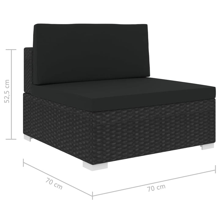 midtersæde til sofa 1 stk. med hynder polyrattan sort