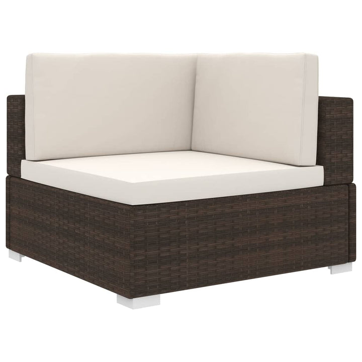 hjørnesæde til sofa 1 stk. med hynder polyrattan brun