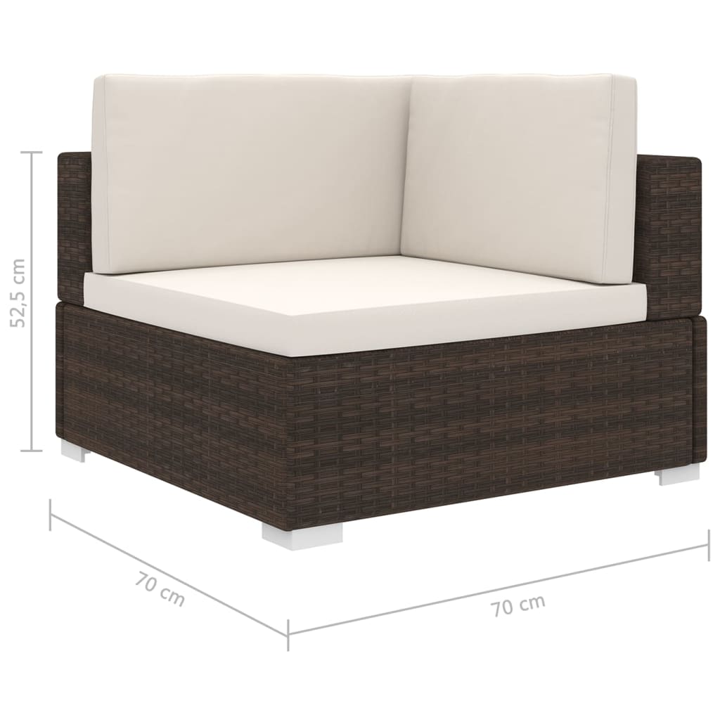 hjørnesæde til sofa 1 stk. med hynder polyrattan brun