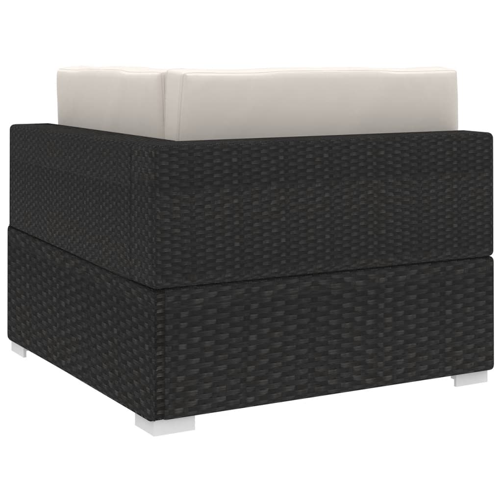hjørnesæde til sofa 1 stk. med hynder polyrattan sort