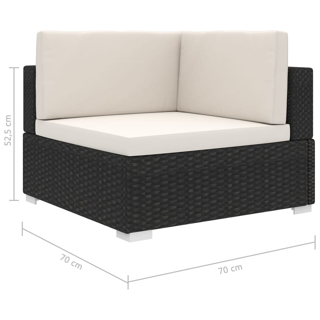 hjørnesæde til sofa 1 stk. med hynder polyrattan sort