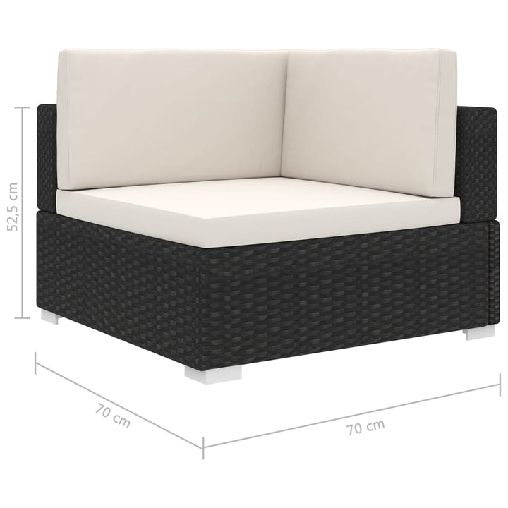 hjørnesæde til sofa 1 stk. med hynder polyrattan sort
