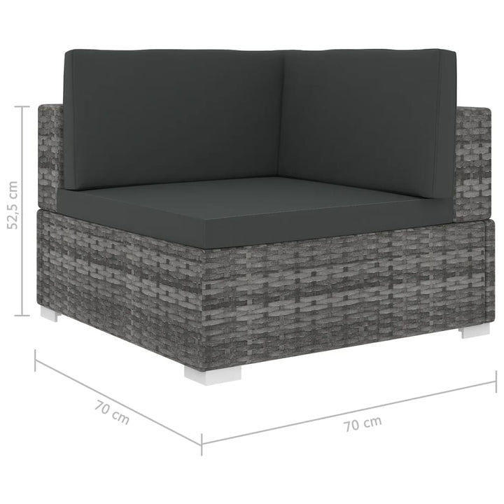 hjørnesæde til sofa 1 stk. med hynder polyrattan grå