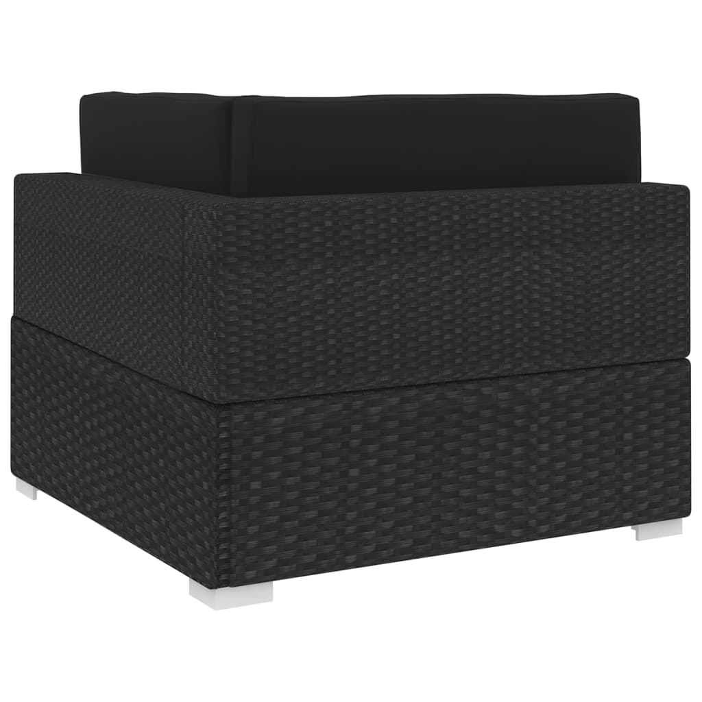 hjørnesæde til sofa 1 stk. med hynder polyrattan sort