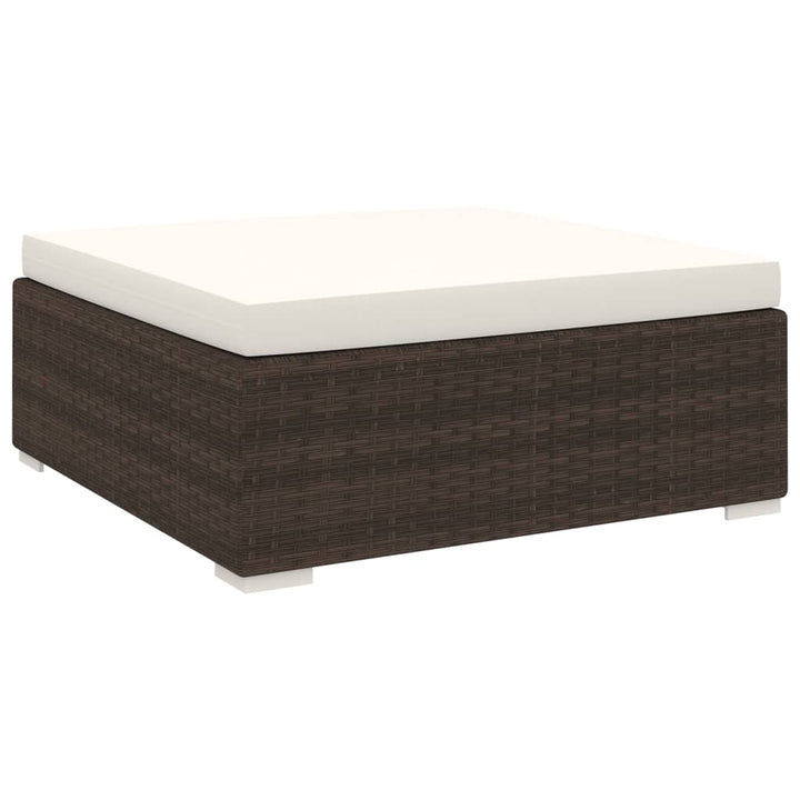 fodskammel til sofa 1 stk. med hynde polyrattan brun