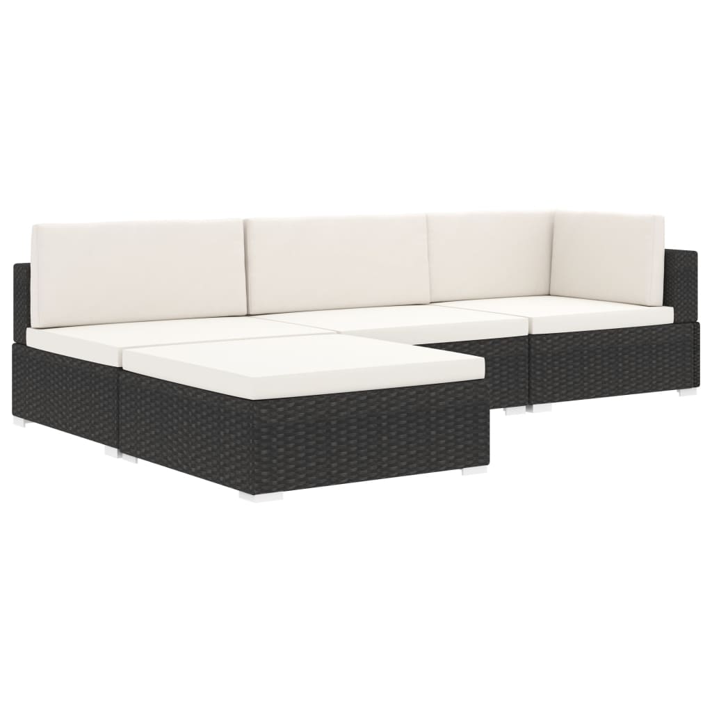 fodskammel til sofa 1 stk. med hynde polyrattan brun