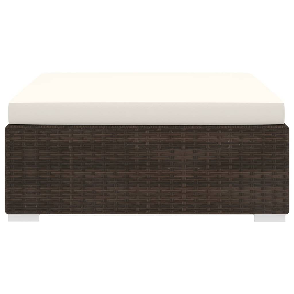 fodskammel til sofa 1 stk. med hynde polyrattan brun