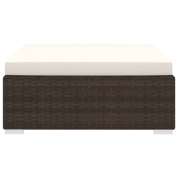 fodskammel til sofa 1 stk. med hynde polyrattan brun