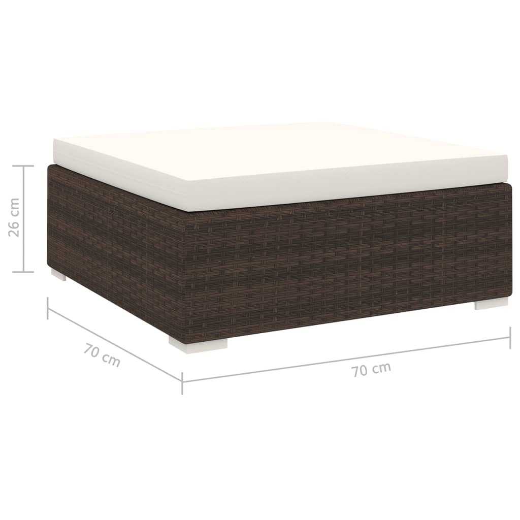 fodskammel til sofa 1 stk. med hynde polyrattan brun