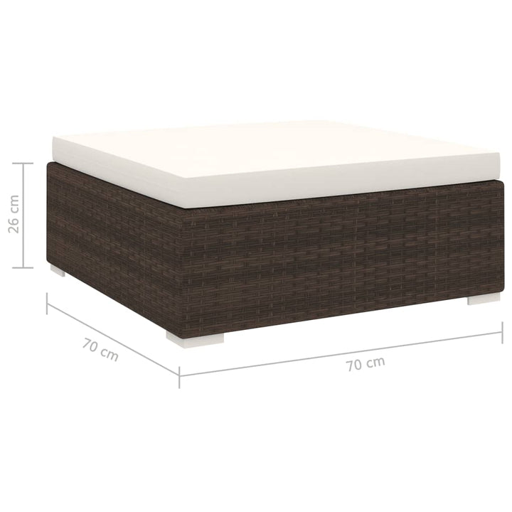 fodskammel til sofa 1 stk. med hynde polyrattan brun