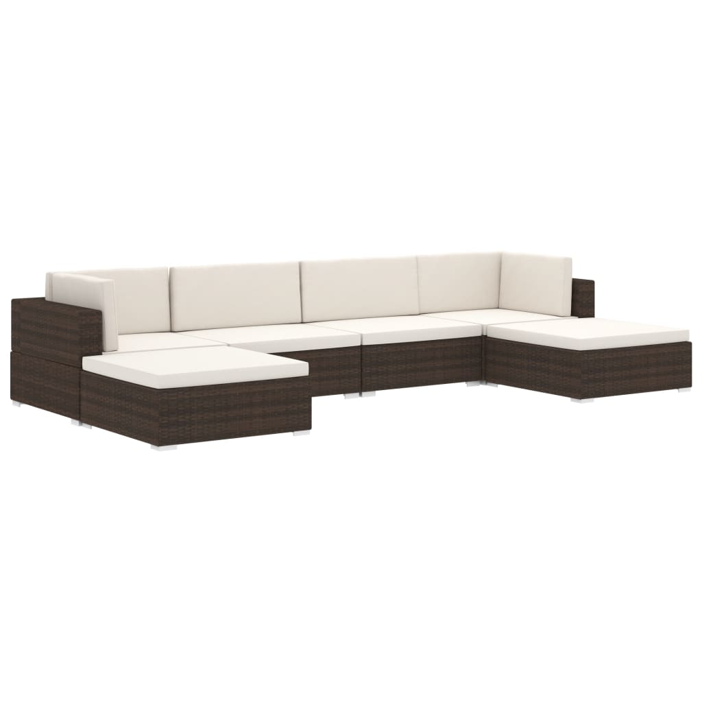 fodskammel til sofa 1 stk. med hynde polyrattan brun