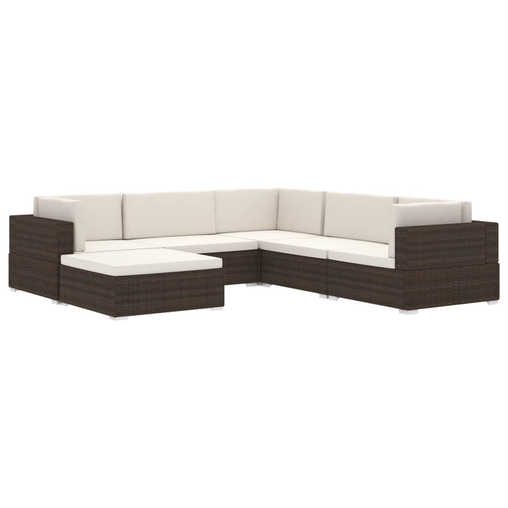 fodskammel til sofa 1 stk. med hynde polyrattan brun