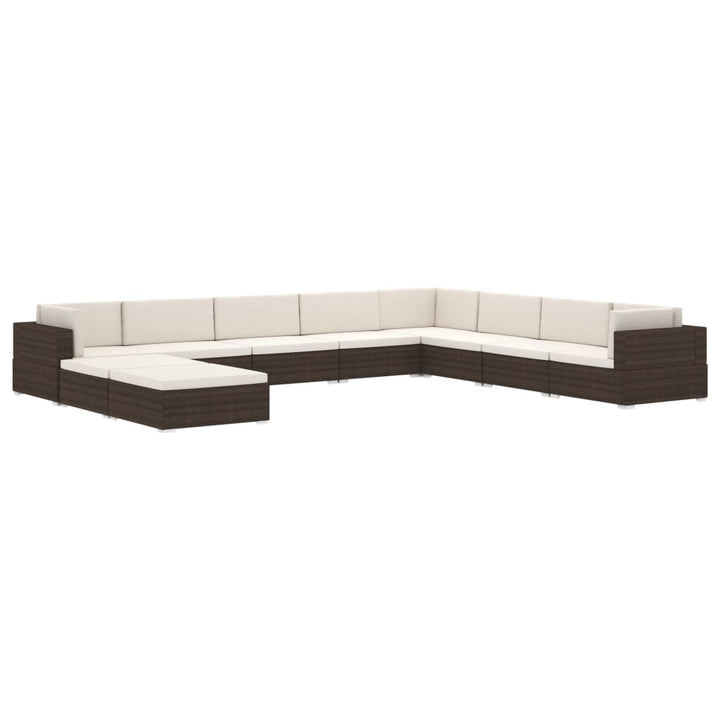 fodskammel til sofa 1 stk. med hynde polyrattan brun