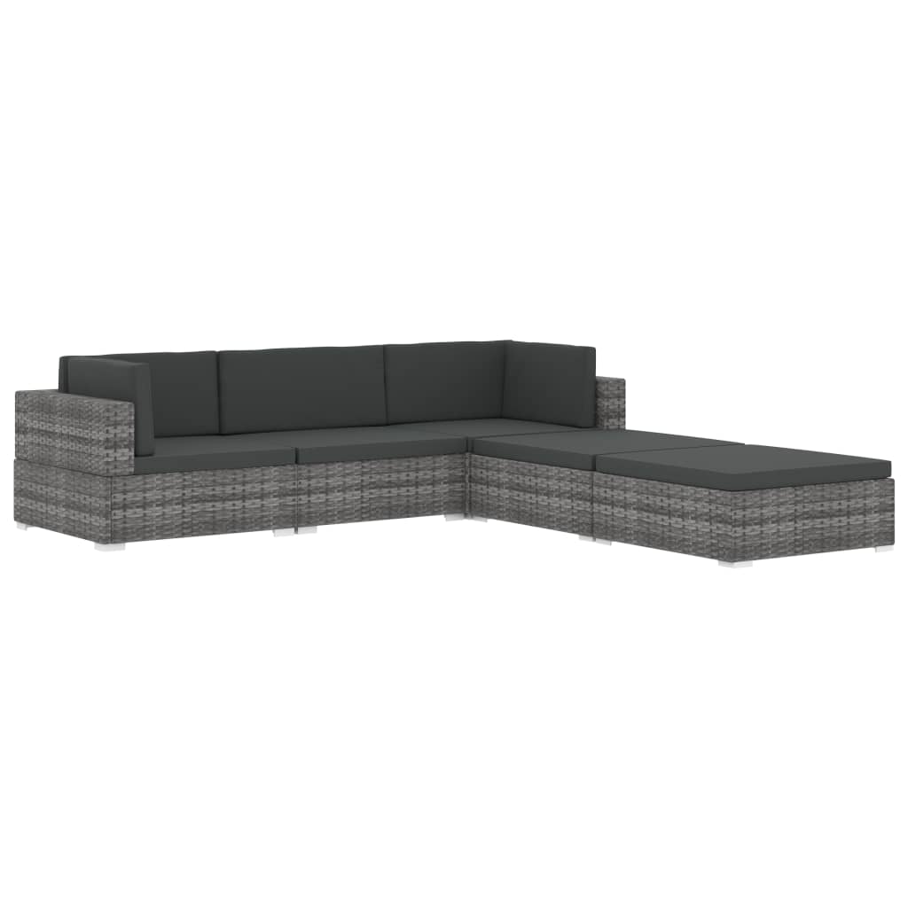 fodskammel til sofa 1 stk. med hynde polyrattan brun