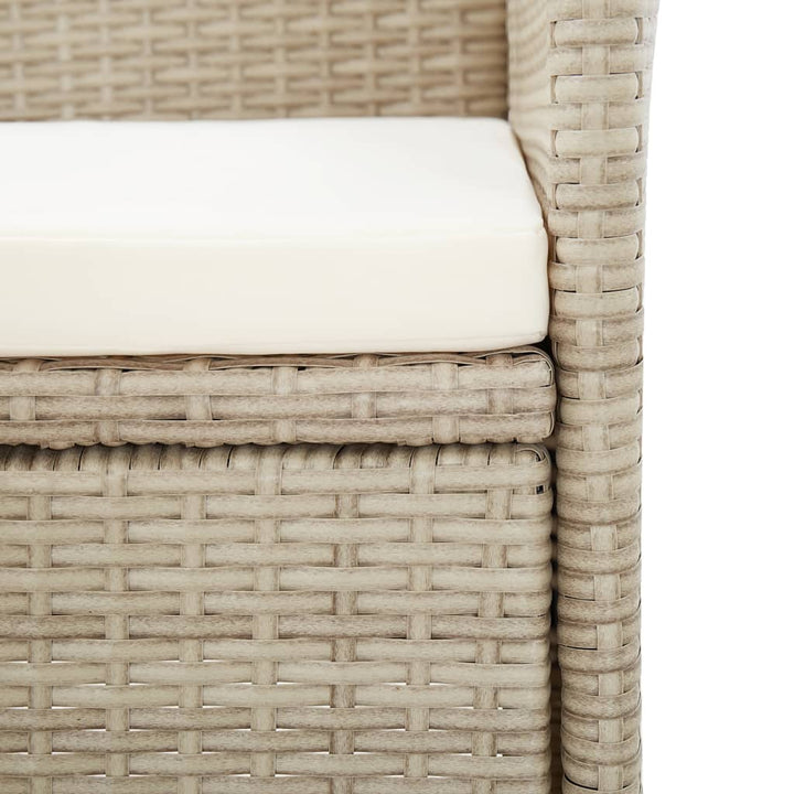 udendørs spisebordssæt 9 dele med hynder polyrattan beige