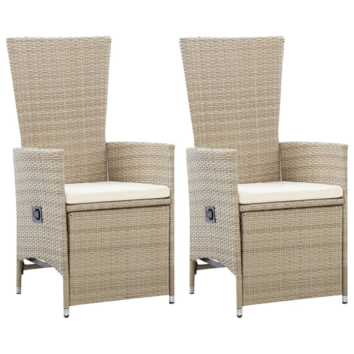 havelænestole 2 stk. med hynder polyrattan beige