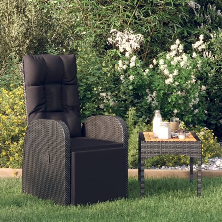 havelænestol med hynde polyrattan sort