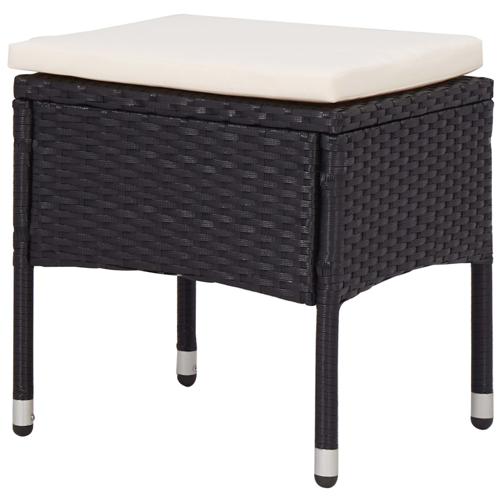 udendørs spisebordssæt 5 dele polyrattan og glas sort