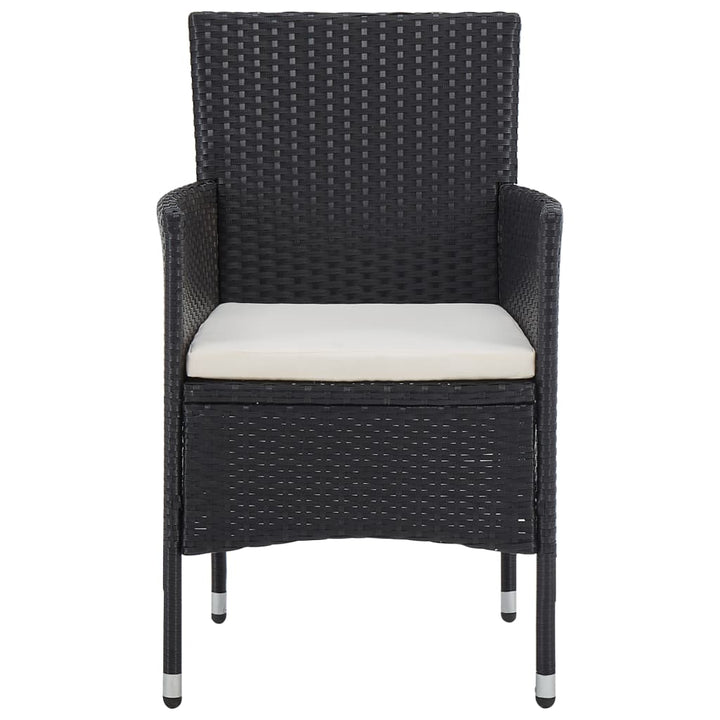 udendørs spisebordssæt 5 dele polyrattan og glas sort