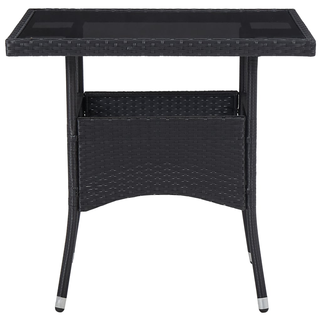 udendørs spisebordssæt 5 dele polyrattan og glas sort