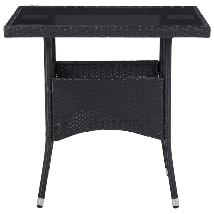 udendørs spisebordssæt 5 dele polyrattan og glas sort