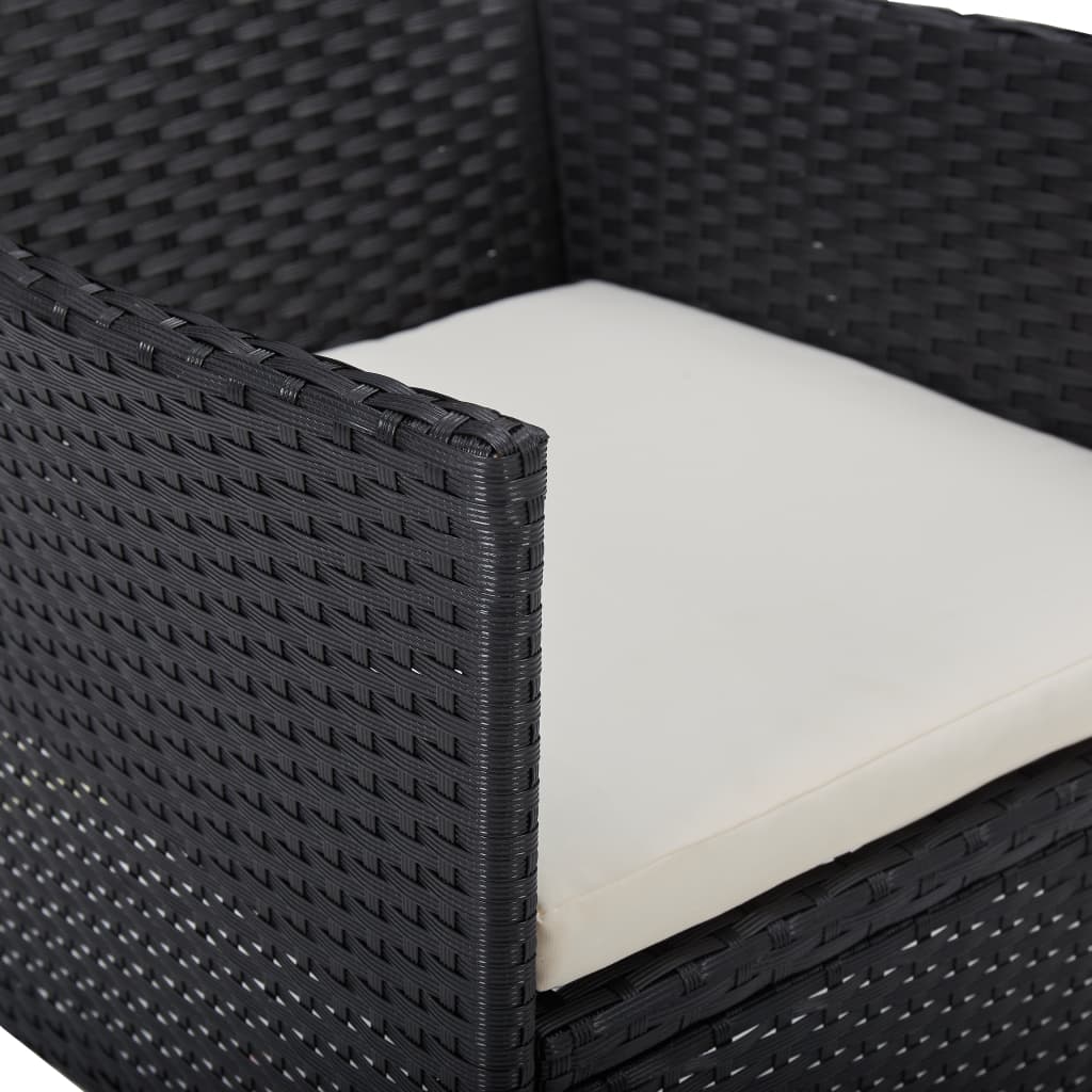 udendørs spisebordssæt 5 dele polyrattan og glas sort