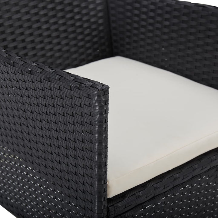 udendørs spisebordssæt 5 dele polyrattan og glas sort