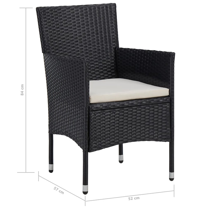 udendørs spisebordssæt 5 dele polyrattan og glas sort