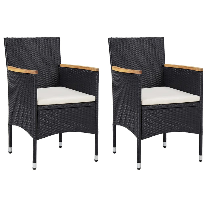 spisebordsstole til haven 2 stk. polyrattan sort