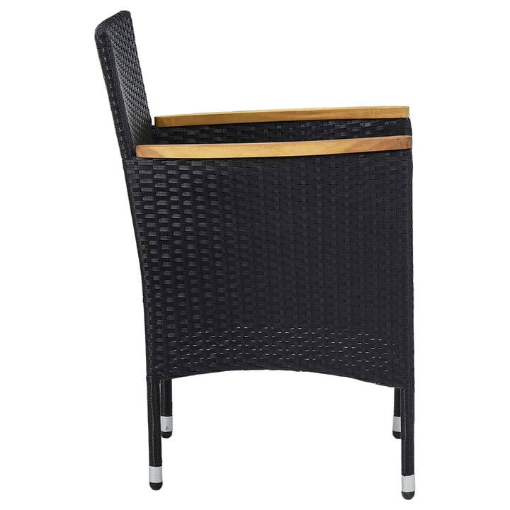 spisebordsstole til haven 2 stk. polyrattan sort
