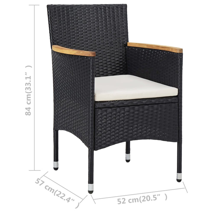 spisebordsstole til haven 2 stk. polyrattan sort