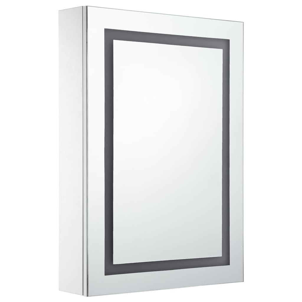 badeværelsesskab med spejl + LED-lys 50x13x70 cm