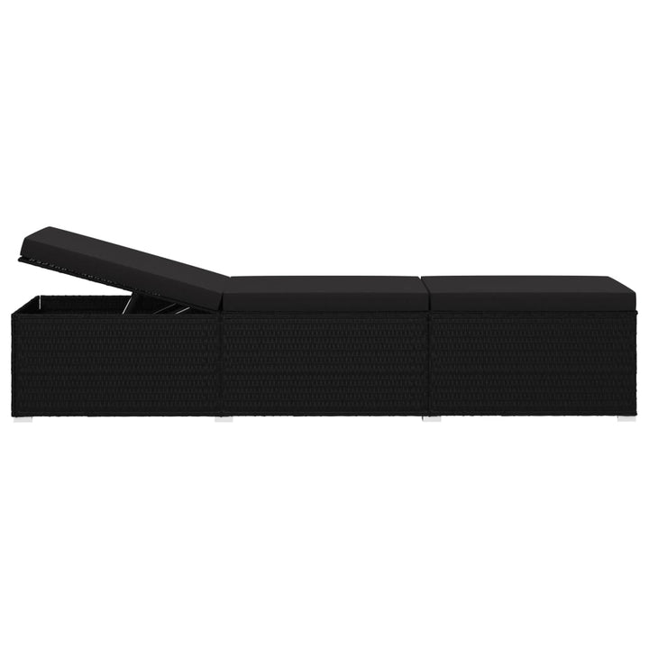 liggestol med hynde polyrattan sort