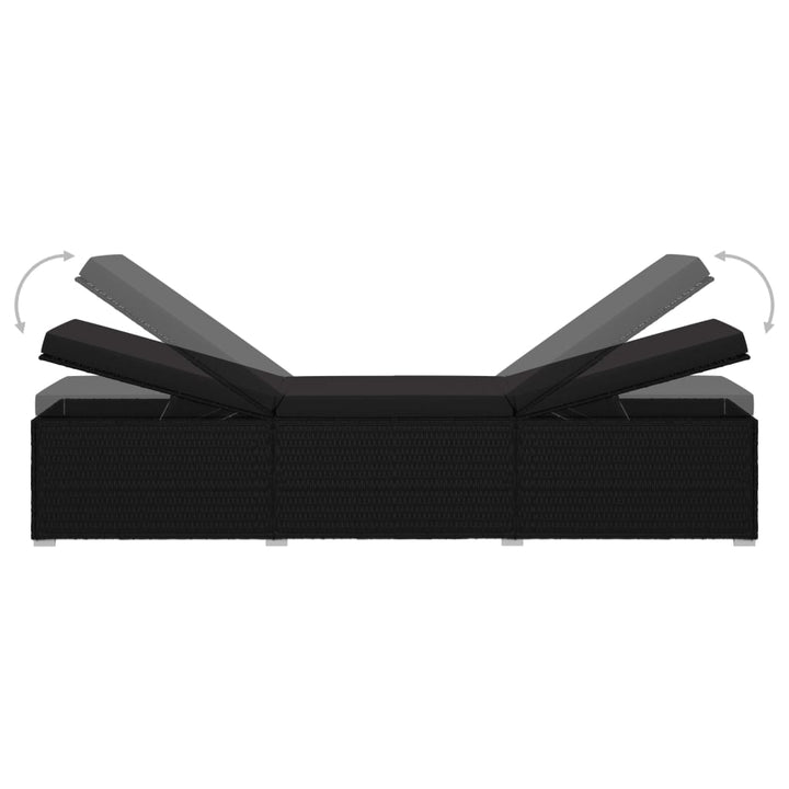liggestol med hynde polyrattan sort