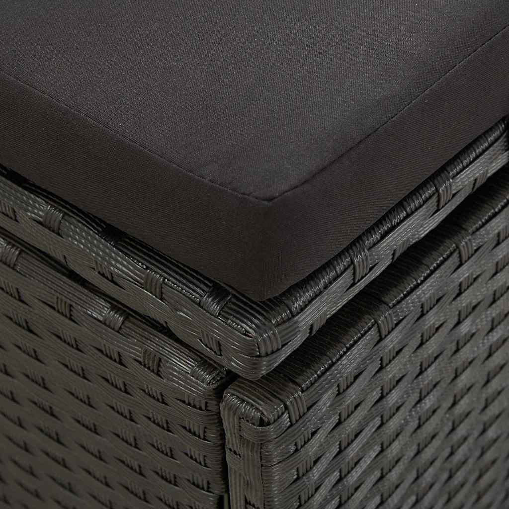 solseng med hynder polyrattan sort