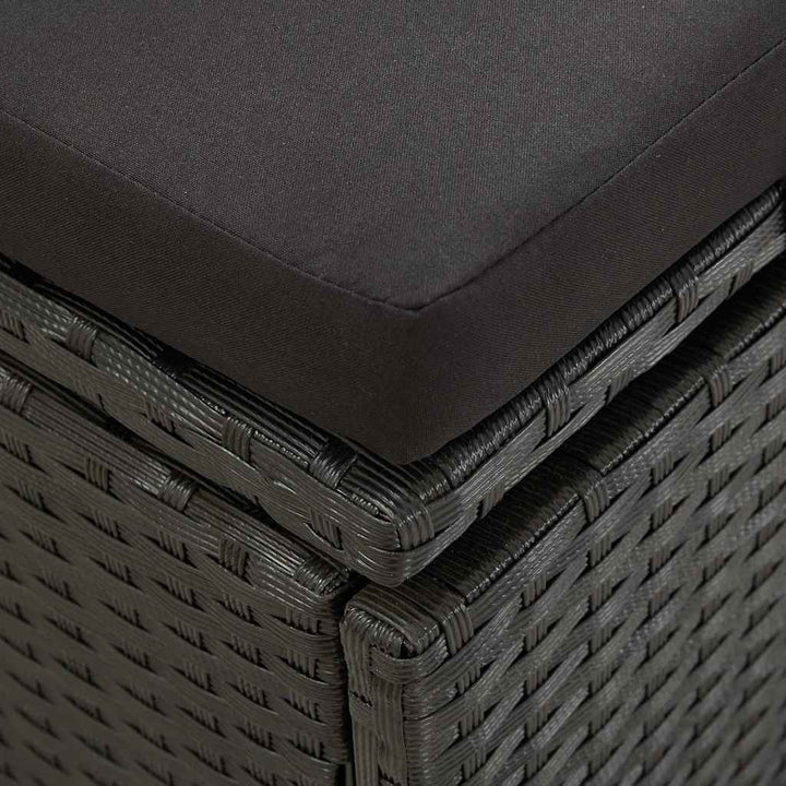 solseng med hynder polyrattan sort