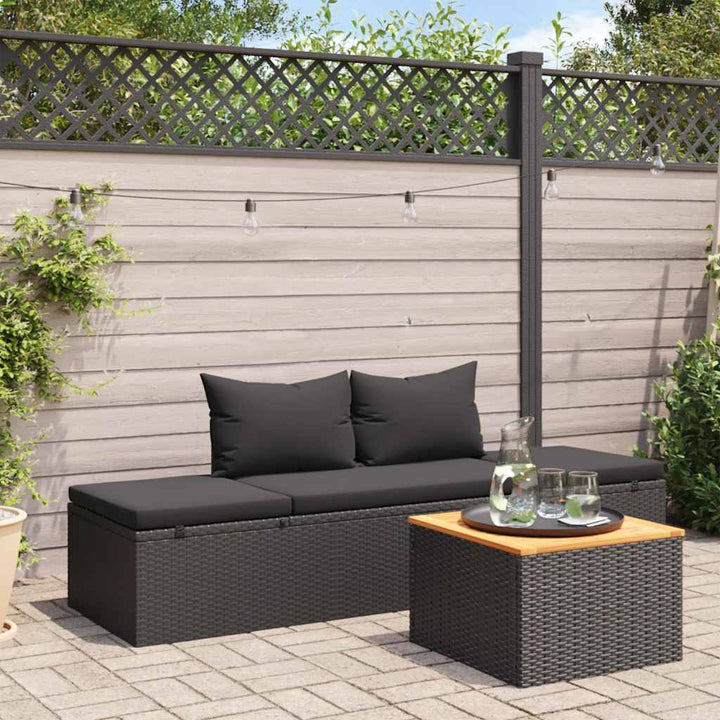 solseng med hynder polyrattan sort