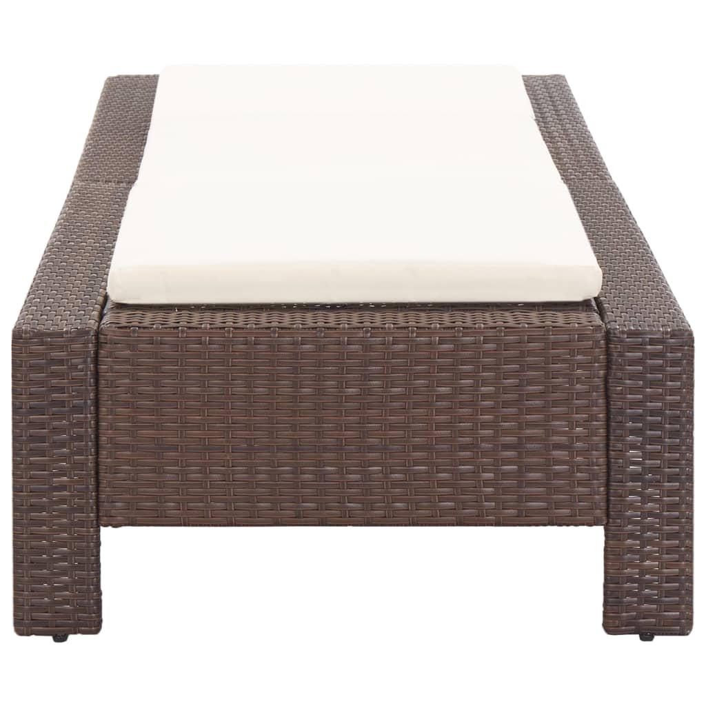 solseng med hynde polyrattan brun