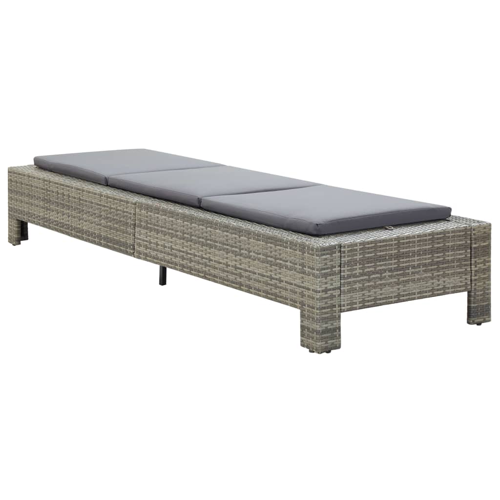 liggestol med hynde polyrattan grå