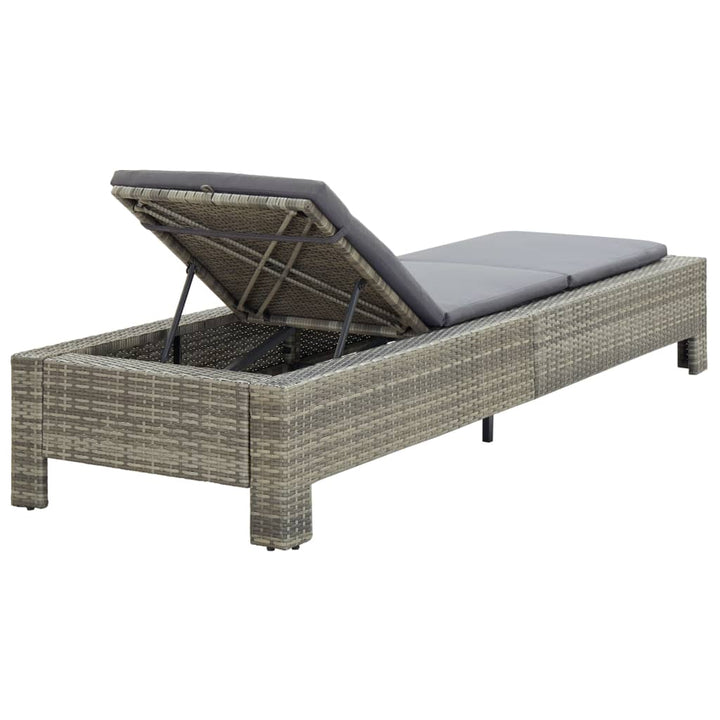 liggestol med hynde polyrattan grå