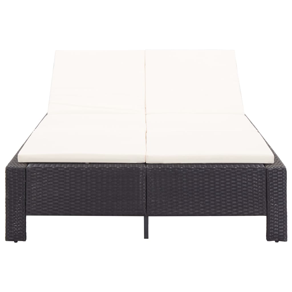 2-personers solseng med hynde polyrattan sort