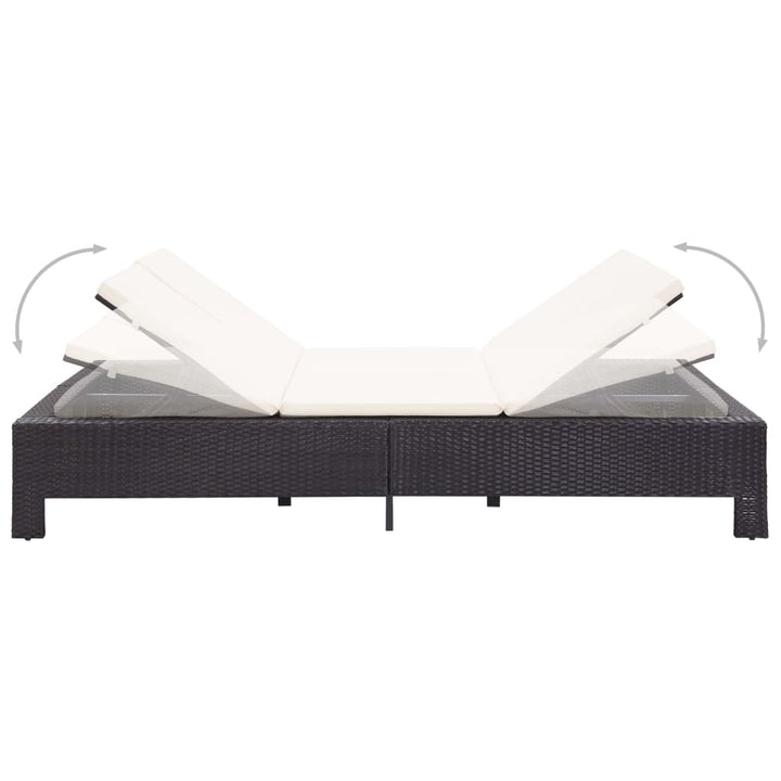 2-personers solseng med hynde polyrattan sort