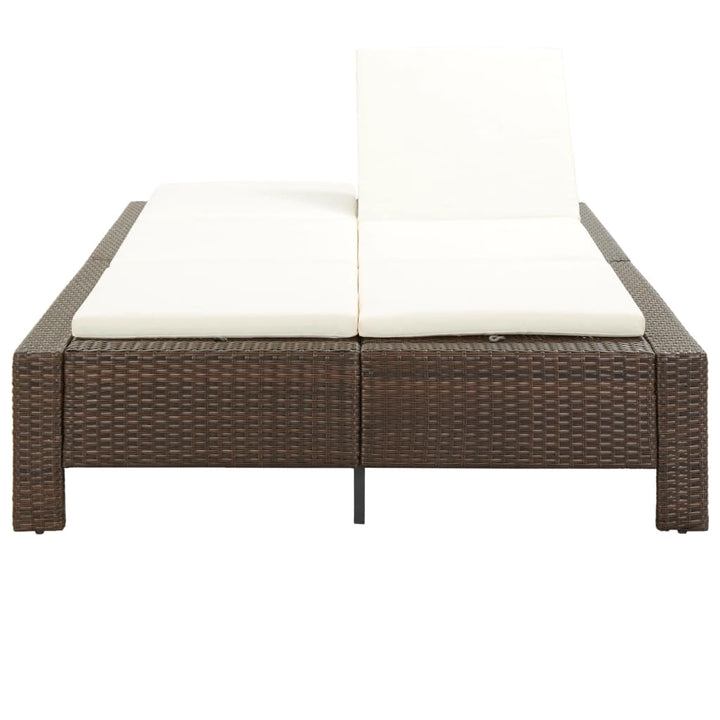 2-personers solseng med hynde polyrattan brun