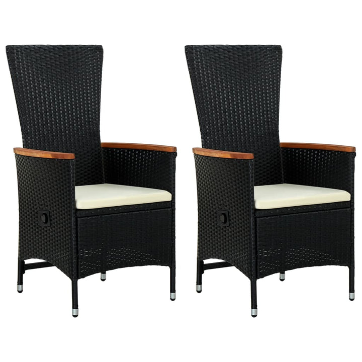 havestole 2 stk. med hynder polyrattan sort