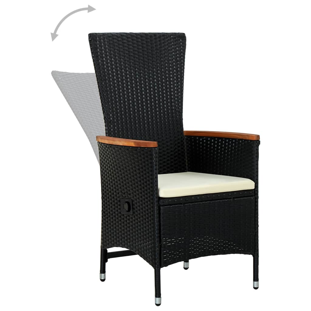 havestole 2 stk. med hynder polyrattan sort