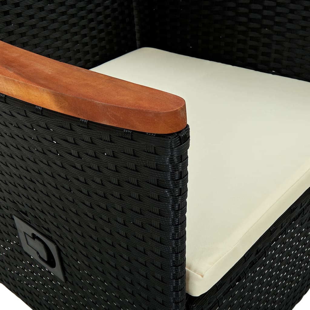 havestole 2 stk. med hynder polyrattan sort