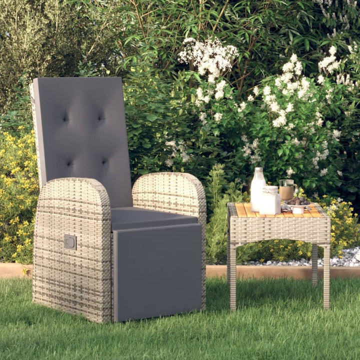 havelænestol med hynde polyrattan grå